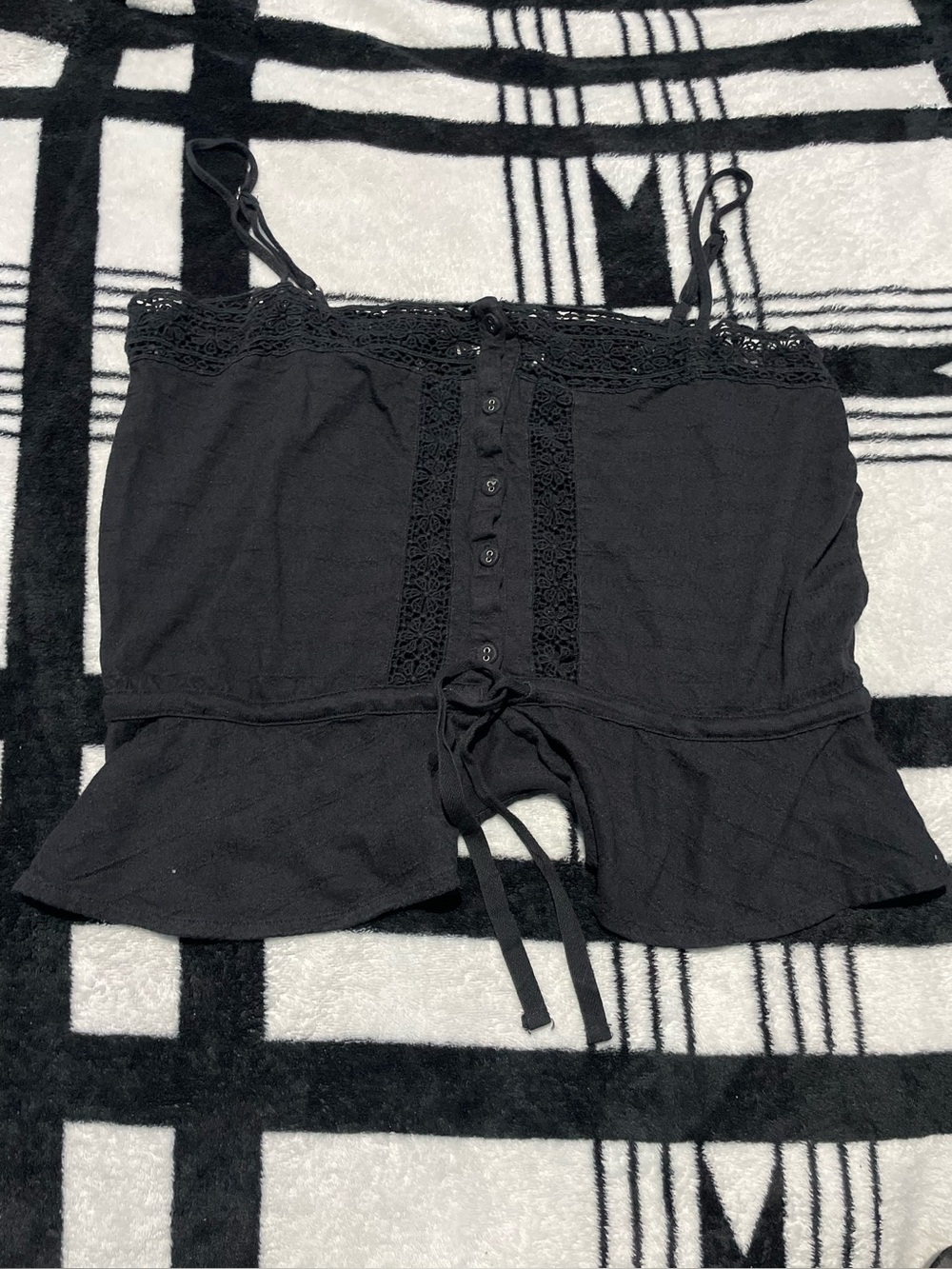 O’Neil black eyelet top